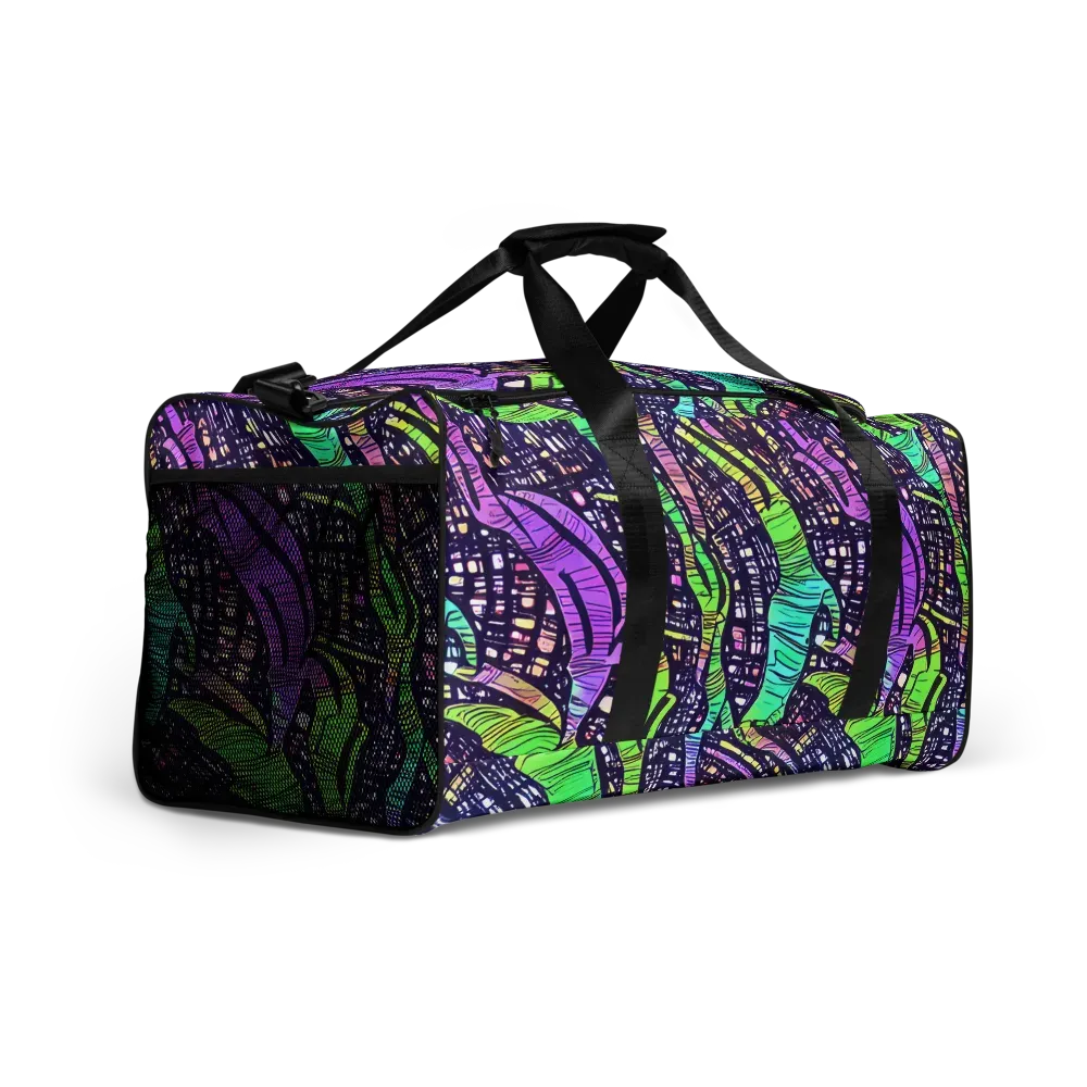 Neon Jungle Grid on Duffle Bag — Right Front