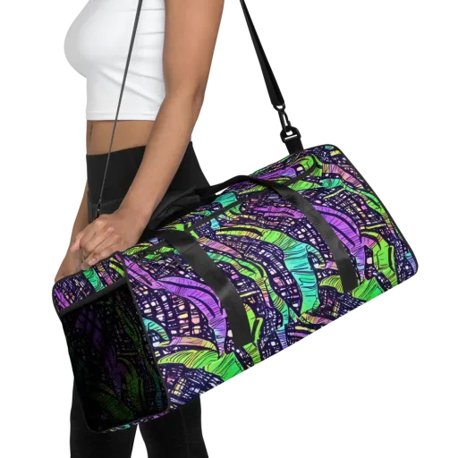 Neon Jungle Grid on a Duffle Bag