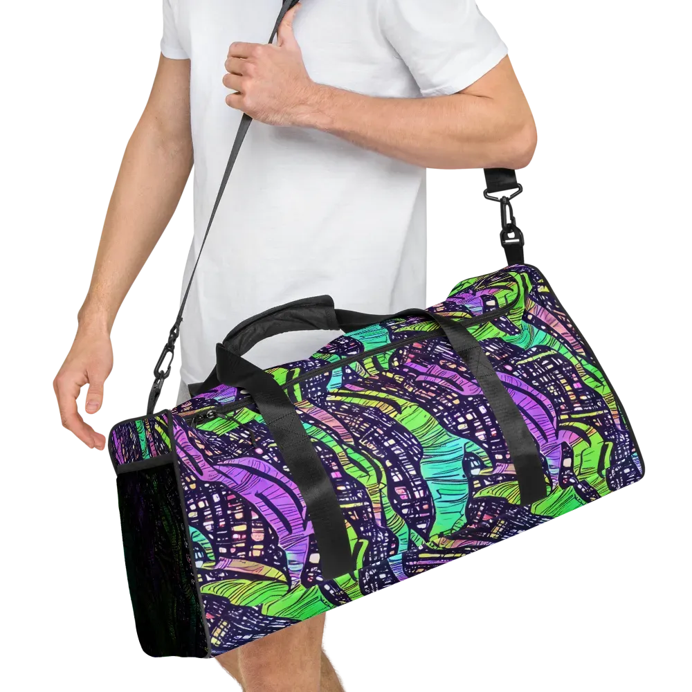 Neon Jungle Grid on Duffle Bag — Right Front