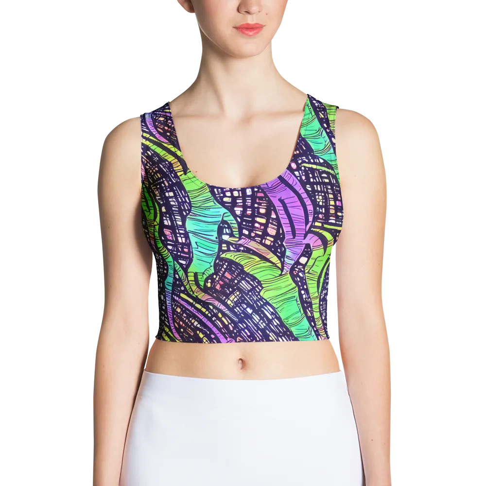 Neon Jungle Grid on Crop Top — Front
