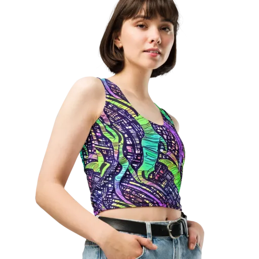 Neon Jungle Grid on a Crop Top