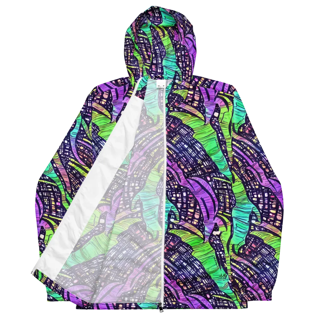 Neon Jungle Grid on Men's Windbreaker — Front