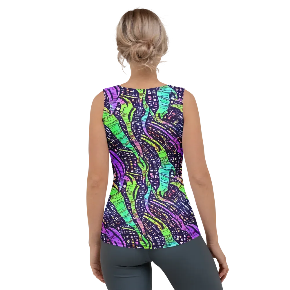 Neon Jungle Grid on Women's Tank Top — Back