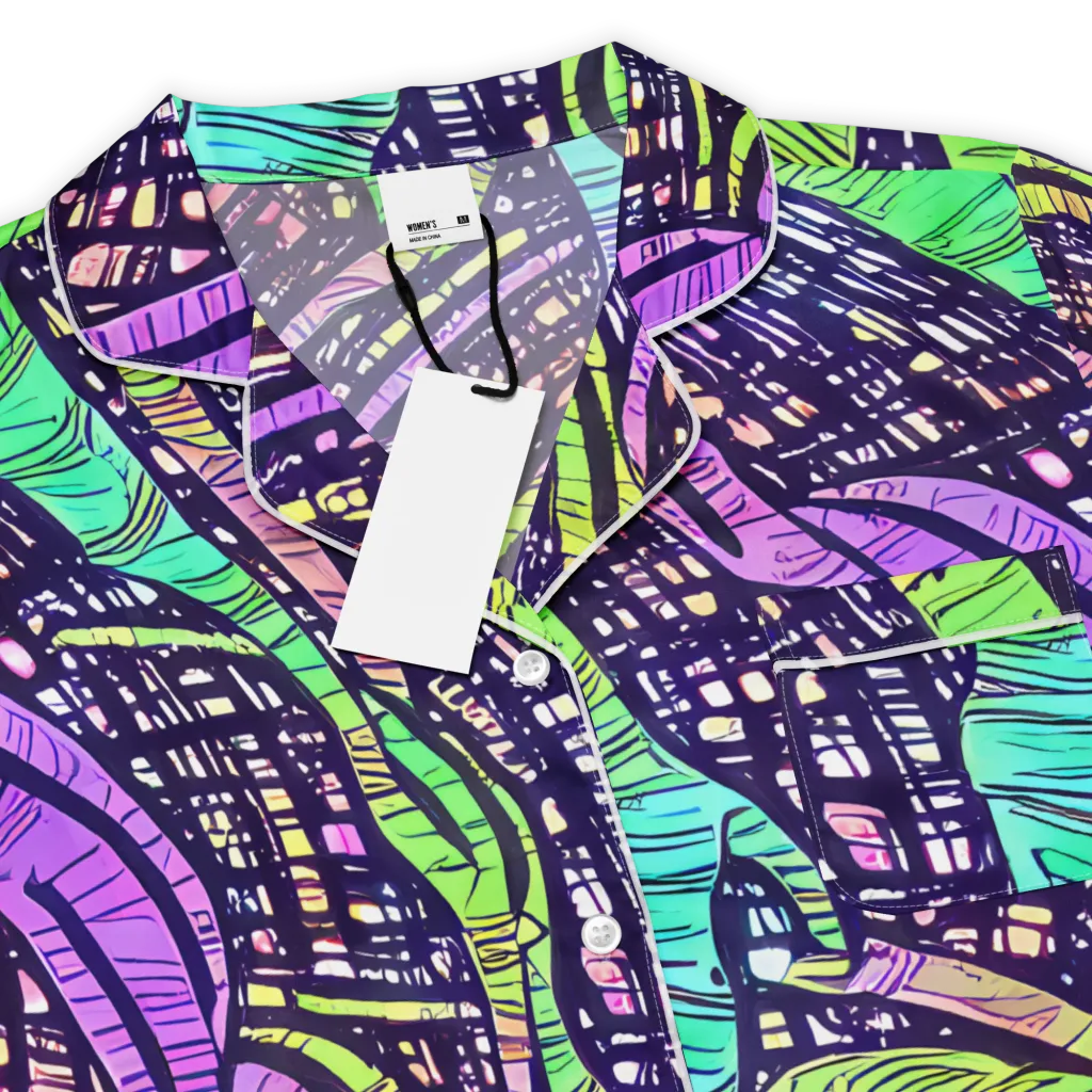 Neon Jungle Grid on Women's Short Sleeve Pajama Top — Product details