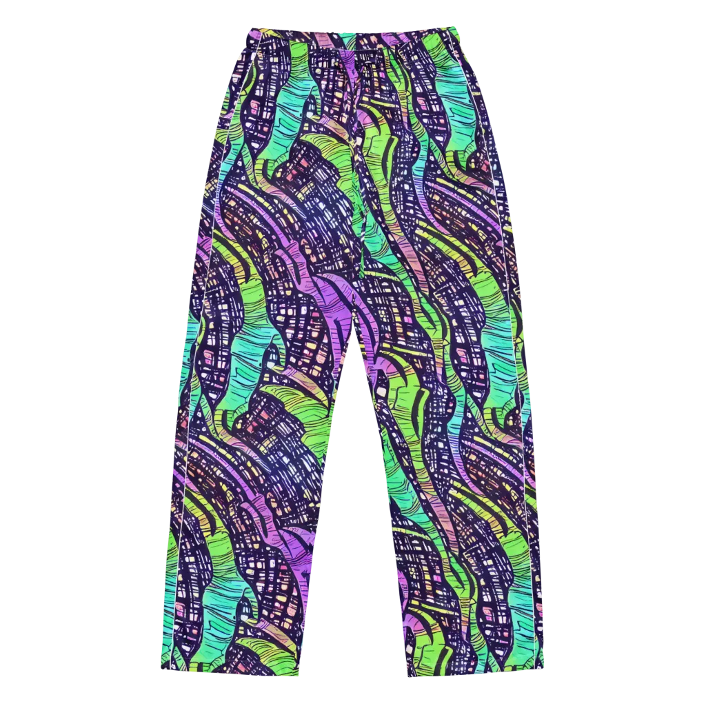 Neon Jungle Grid on Women's Pajama Pants — Front