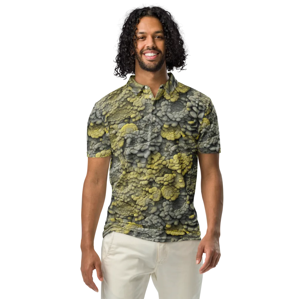 Mossstone Bloom on Men's Slim Fit Polo Shirt — Front