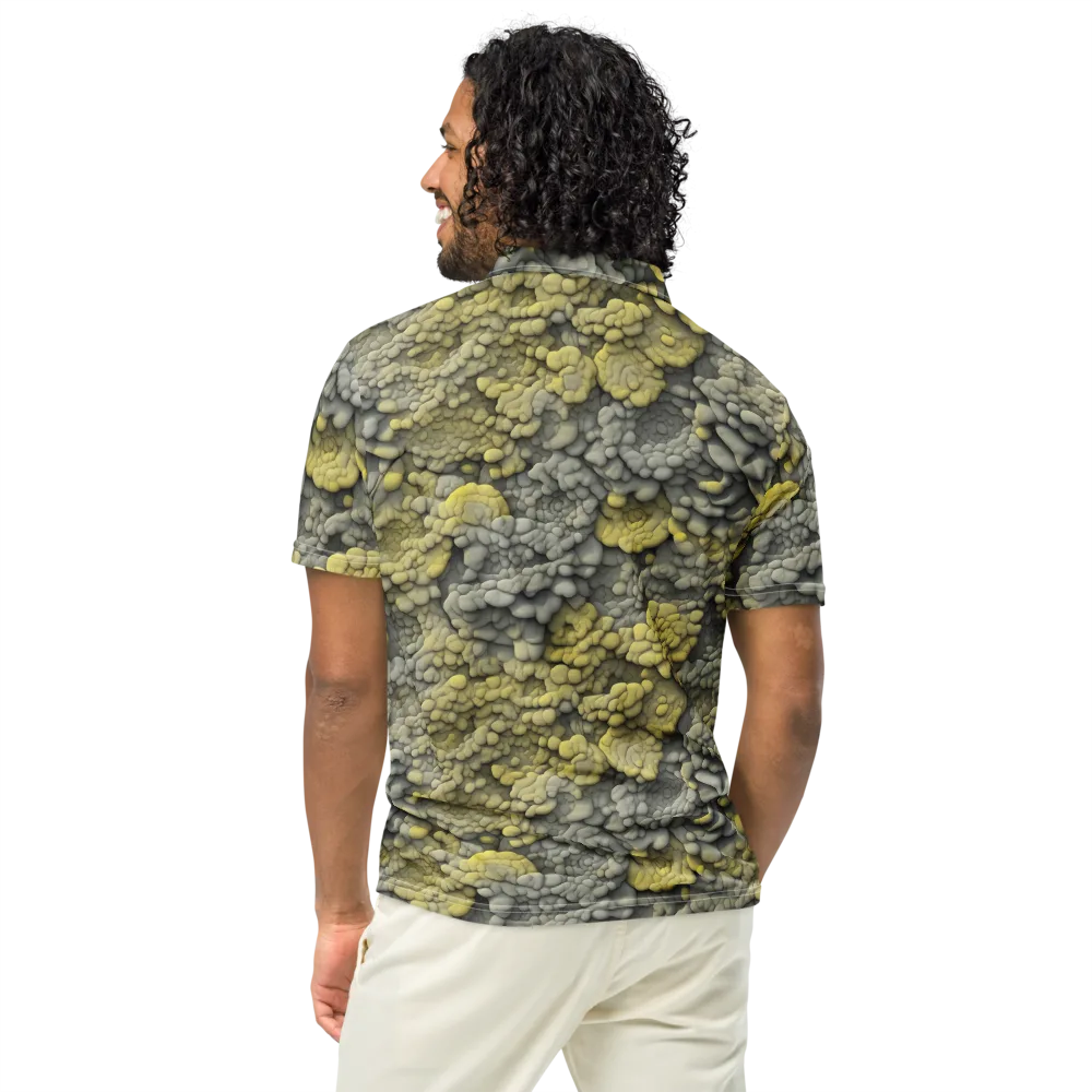 Mossstone Bloom on Men's Slim Fit Polo Shirt — Back