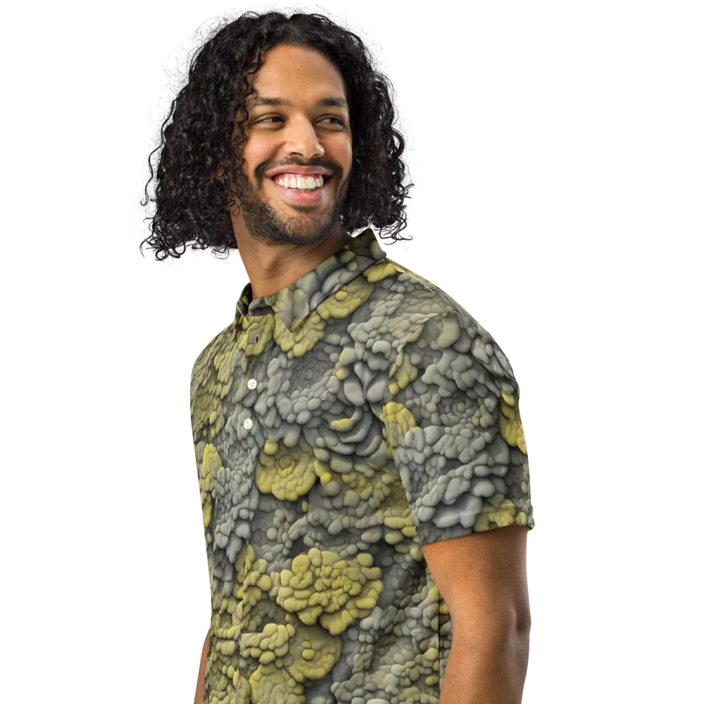 Mossstone Bloom on Men's Slim Fit Polo Shirt — Left Front