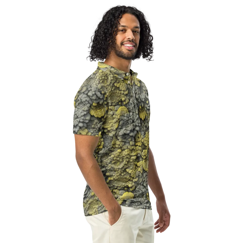 Mossstone Bloom on Men's Slim Fit Polo Shirt — Right Front