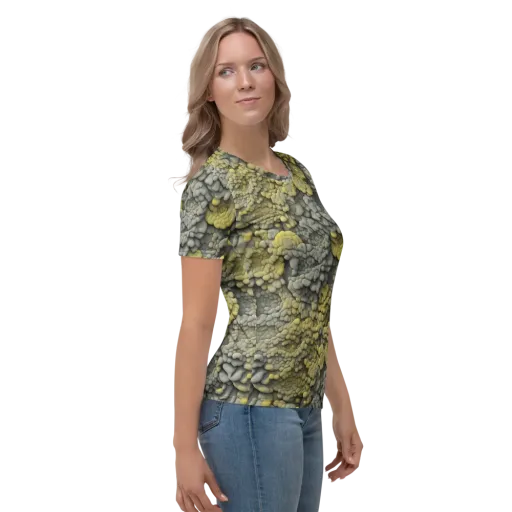 Mossstone Bloom on a Women's Crew Neck T-Shirt