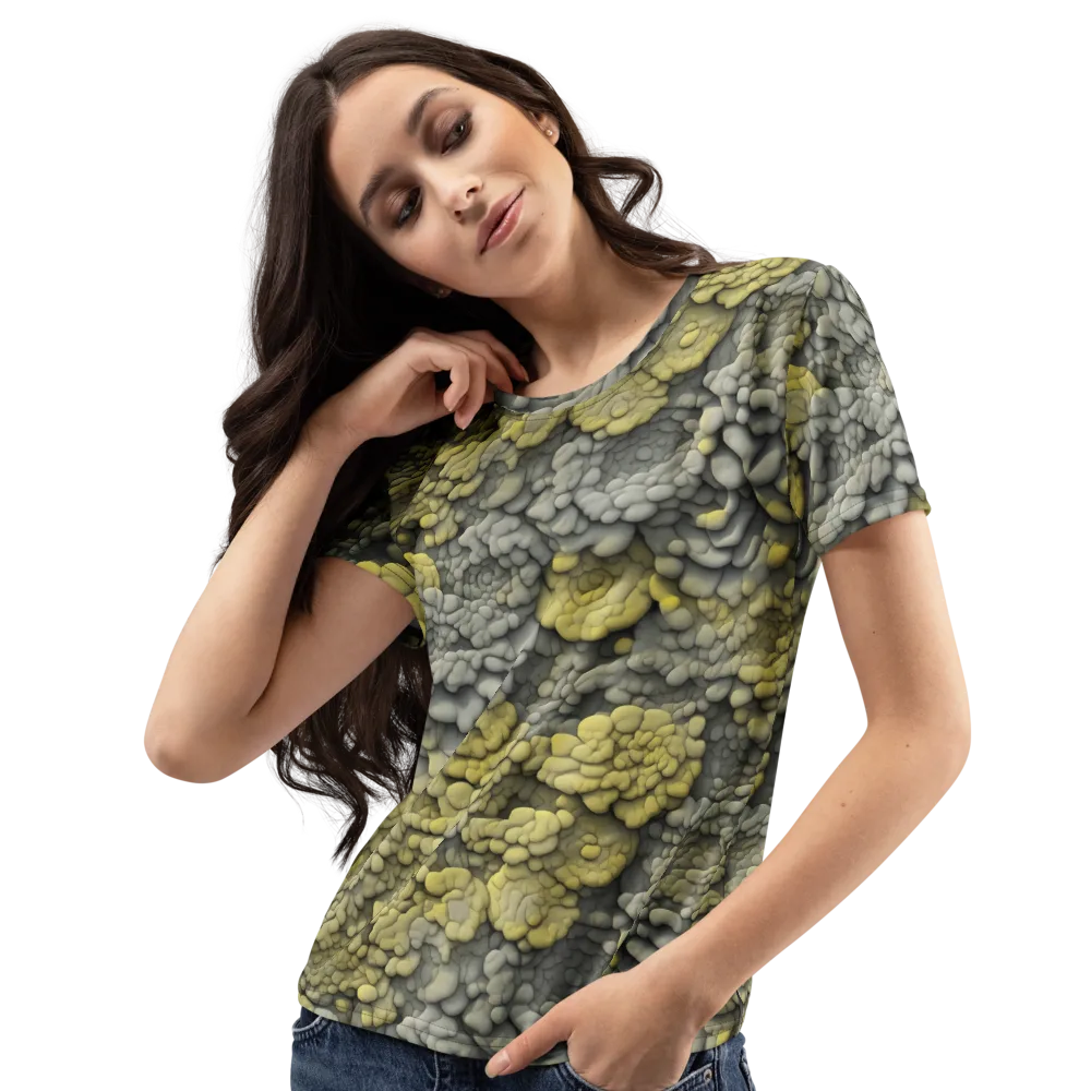 Mossstone Bloom on Women's Crew Neck T-Shirt — Left Front