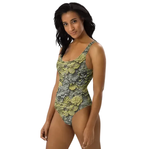 Mossstone Bloom on a One-Piece Swimsuit