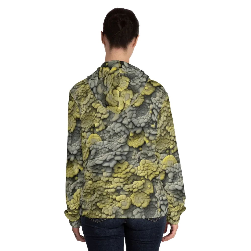 Mossstone Bloom on Women's Full-Zip Hoodie — Back On Person