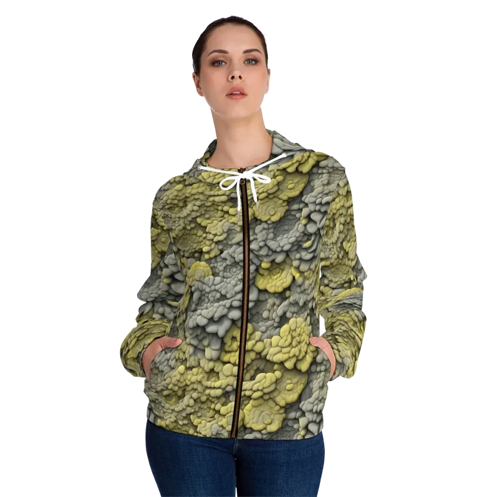 Mossstone Bloom on Women's Full-Zip Hoodie — Front On Person