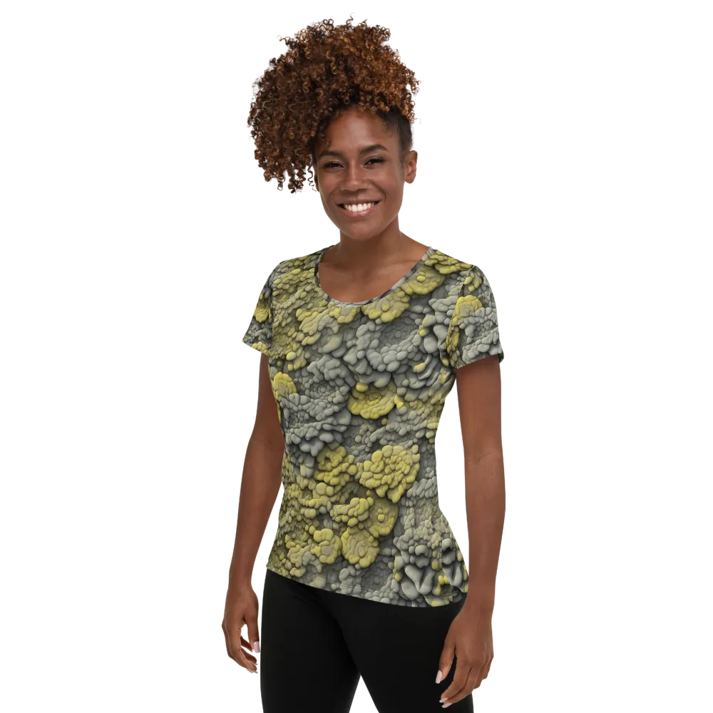 Mossstone Bloom on Women's Athletic T-Shirt — Left
