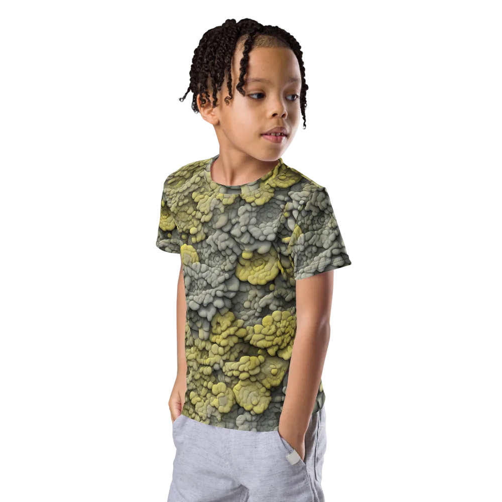 Mossstone Bloom on Kids Crew Neck T-Shirt — Left Front