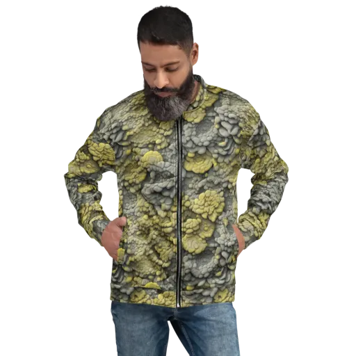 Mossstone Bloom on a Bomber Jacket