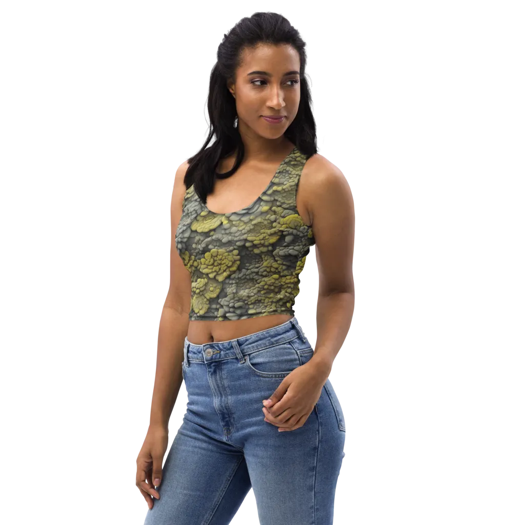 Mossstone Bloom on Crop Top — Left Front