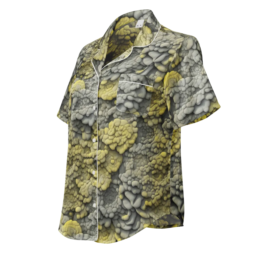 Mossstone Bloom on Women's Short Sleeve Pajama Top — Left Front