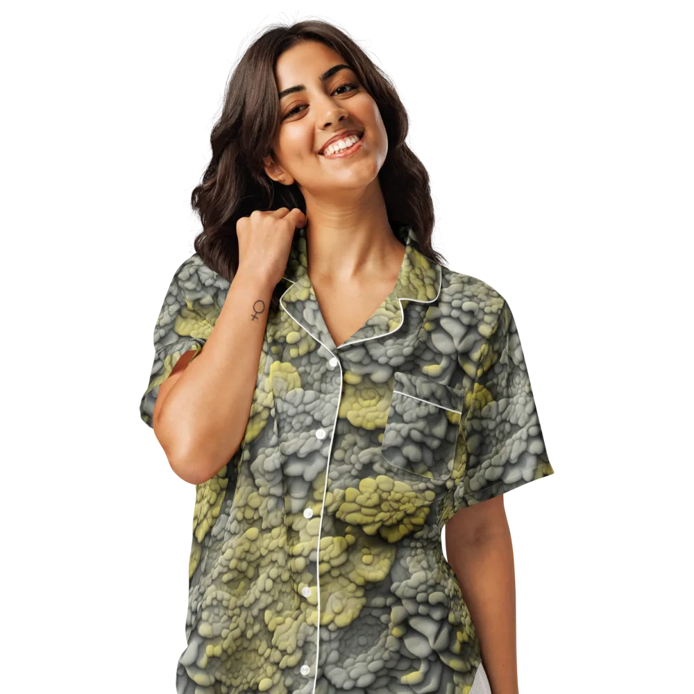 Mossstone Bloom on Women's Short Sleeve Pajama Top — Front