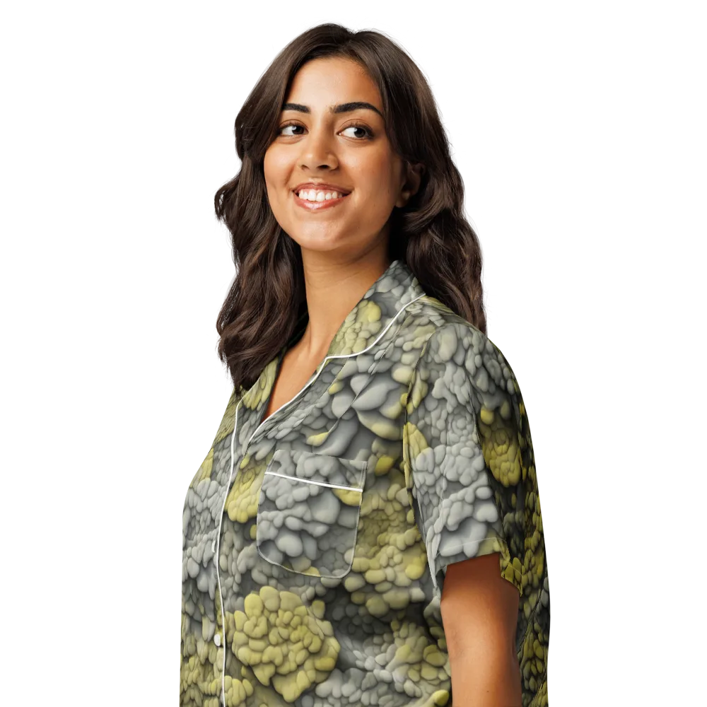 Mossstone Bloom on Women's Short Sleeve Pajama Top — Left Front