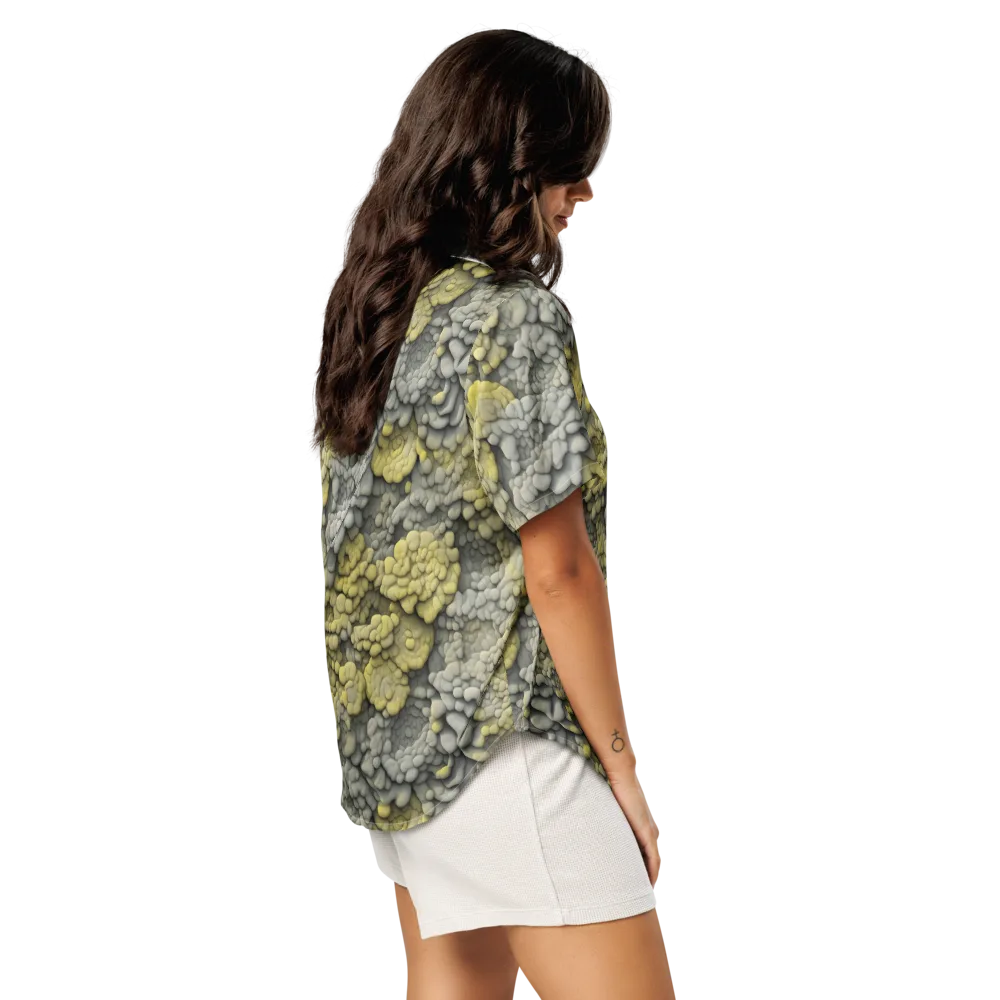 Mossstone Bloom on Women's Short Sleeve Pajama Top — Right Back