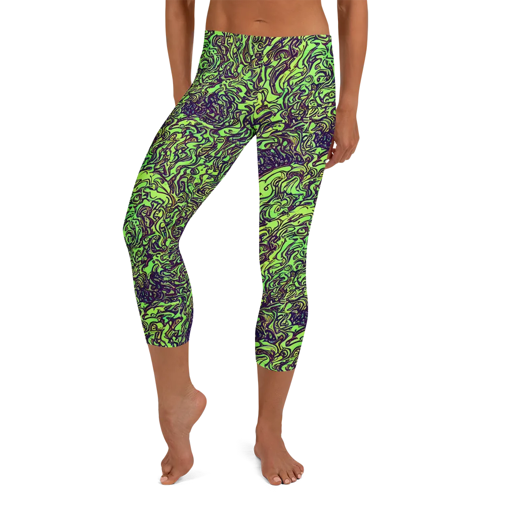 Chaos Garden on Capri Leggings — Front