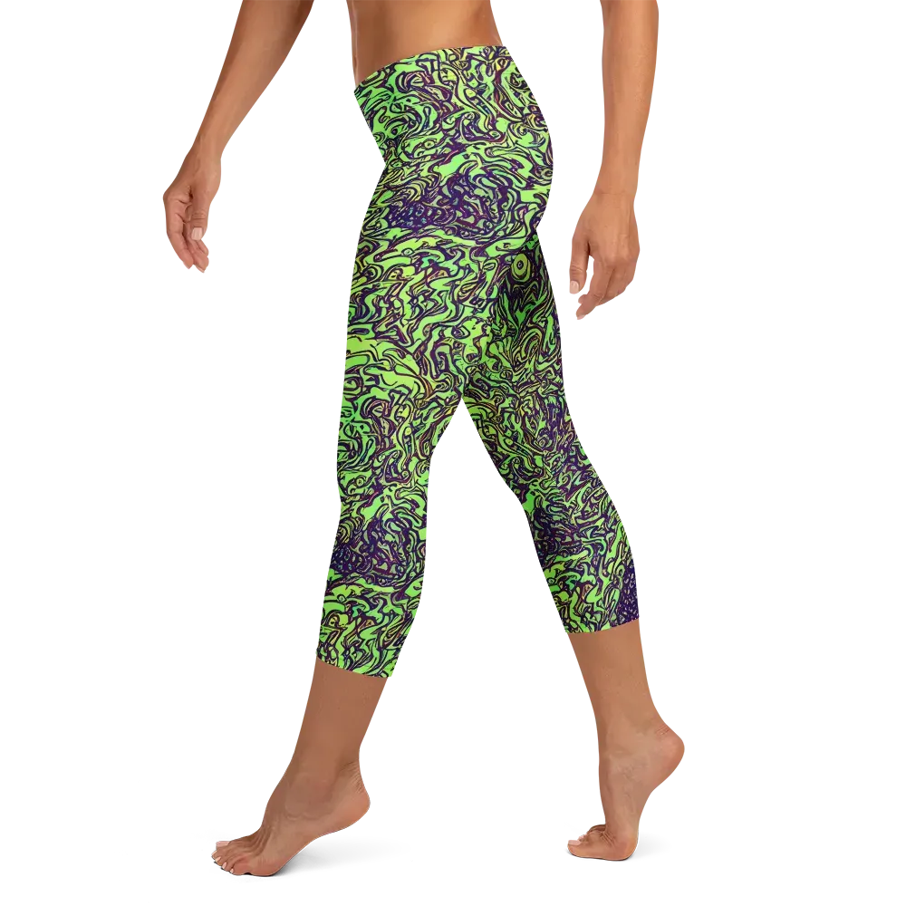 Chaos Garden on Capri Leggings — Left