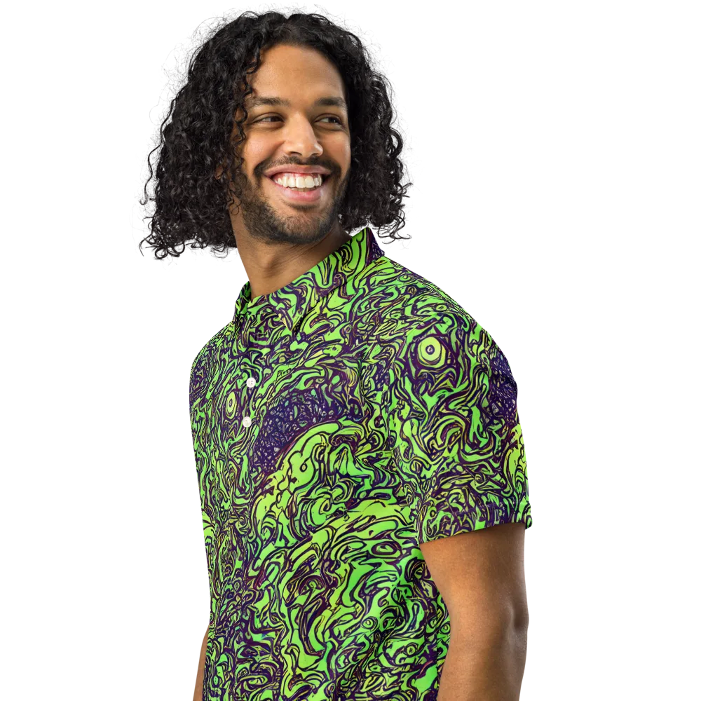 Chaos Garden on Men's Slim Fit Polo Shirt — Left Front