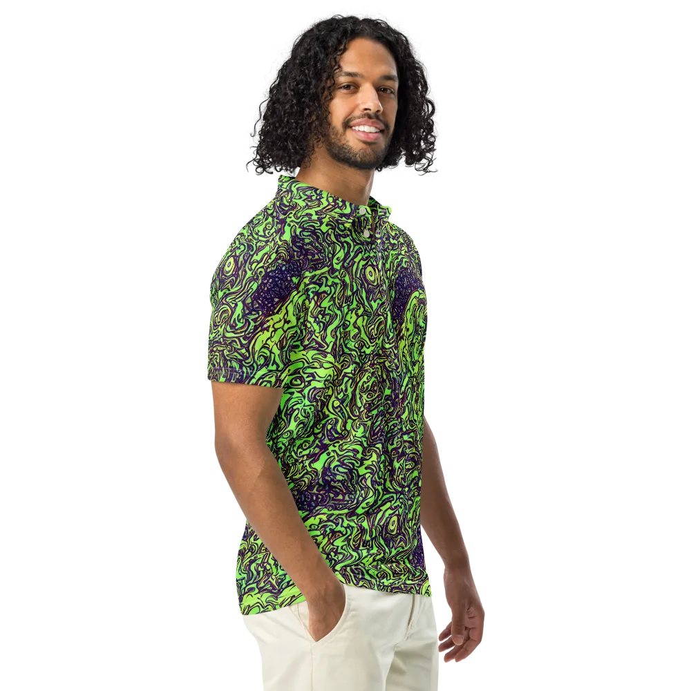 Chaos Garden on Men's Slim Fit Polo Shirt — Right Front