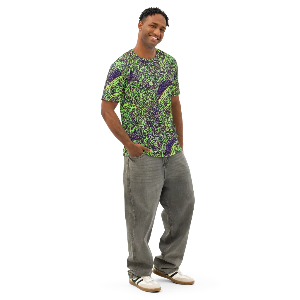 Chaos Garden on Men's Cotton Crew Neck T-Shirt — Right Front