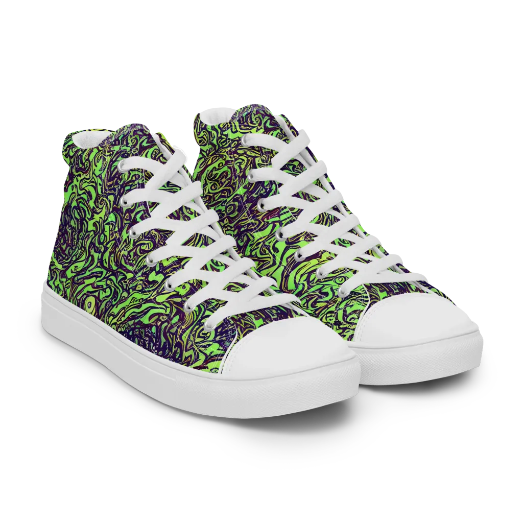 Chaos Garden on Men's High Top Canvas Shoes — Right Front