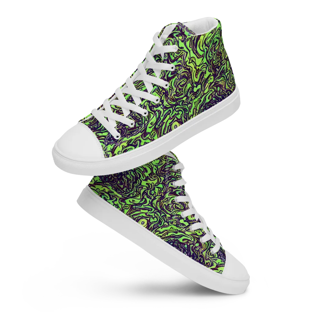 Chaos Garden on Men's High Top Canvas Shoes — Front