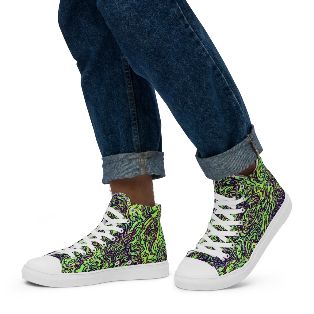 Chaos Garden on Men's High Top Canvas Shoes — Left