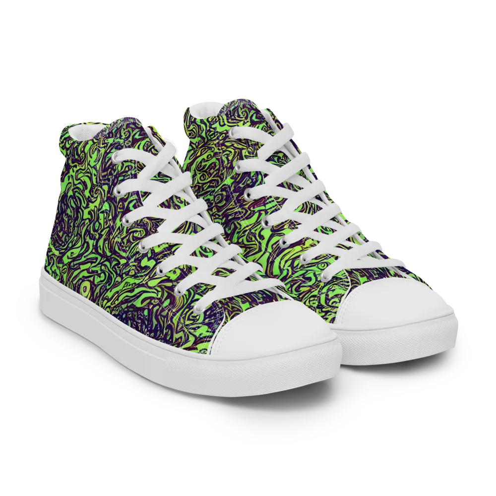 Chaos Garden on Women's High Top Canvas Shoes — Right Front
