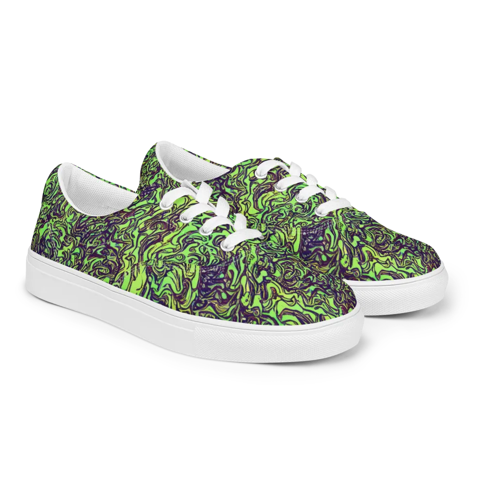 Chaos Garden on Men's Lace-Up Canvas Shoes — Right Front