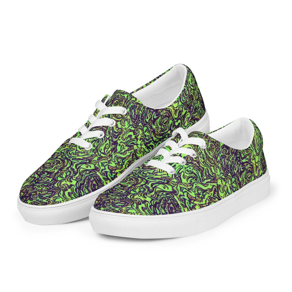 Chaos Garden on Men's Lace-Up Canvas Shoes — Left Front
