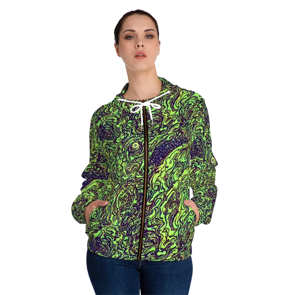 Chaos Garden on Women's Full-Zip Hoodie — Front On Person