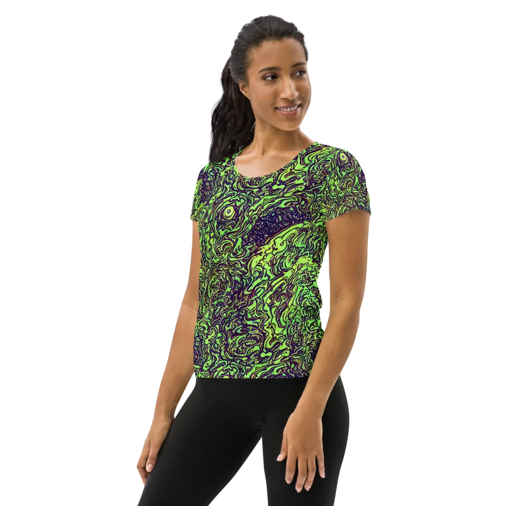 Chaos Garden on Women's Athletic T-Shirt — Left