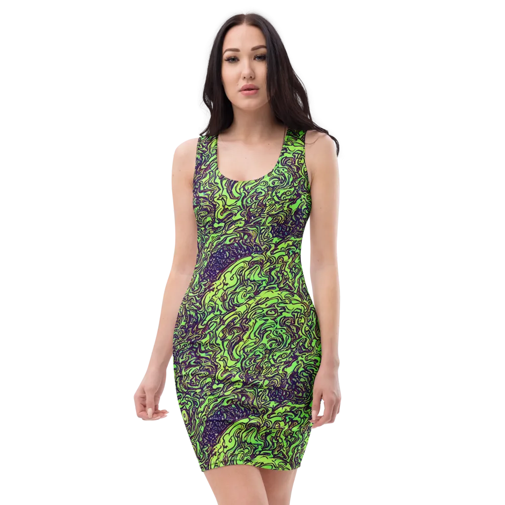 Chaos Garden on Bodycon Dress — Front