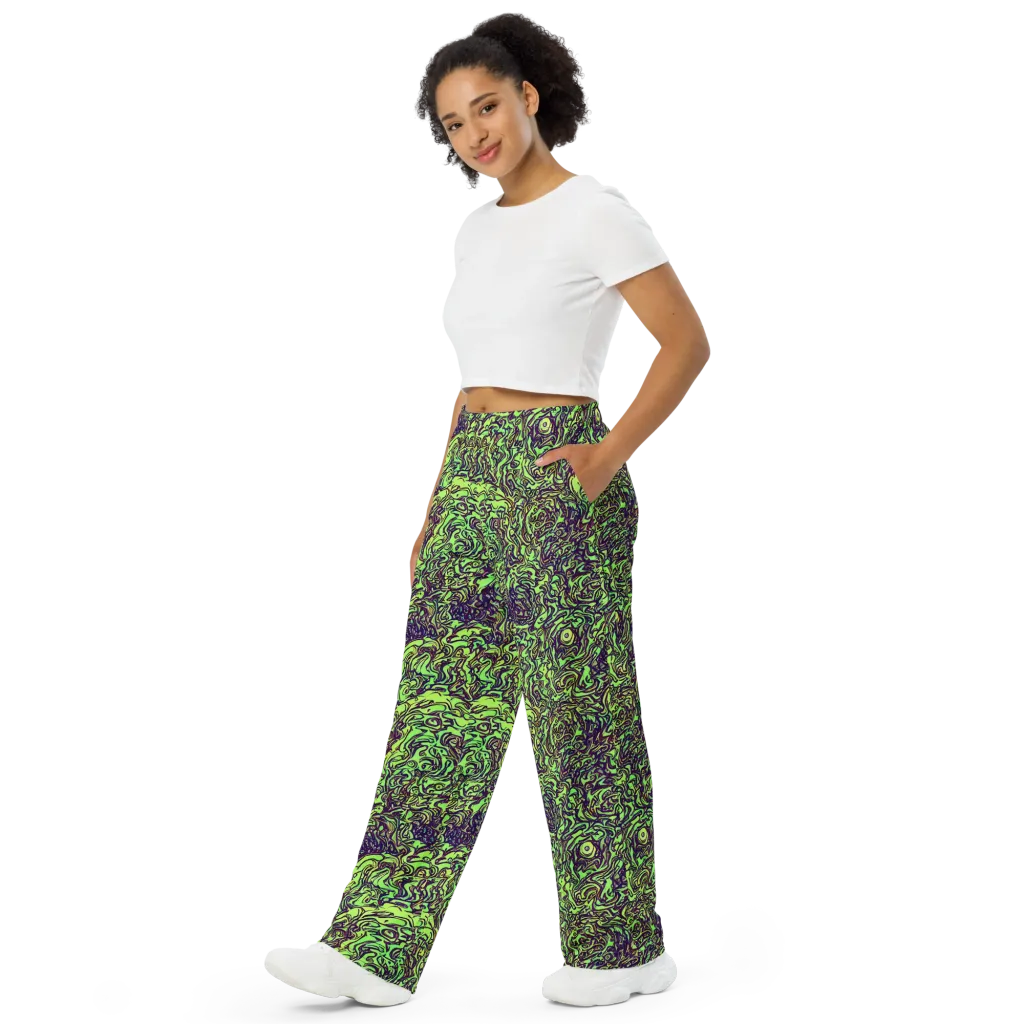 Chaos Garden on Wide-Leg Pants — Left Front