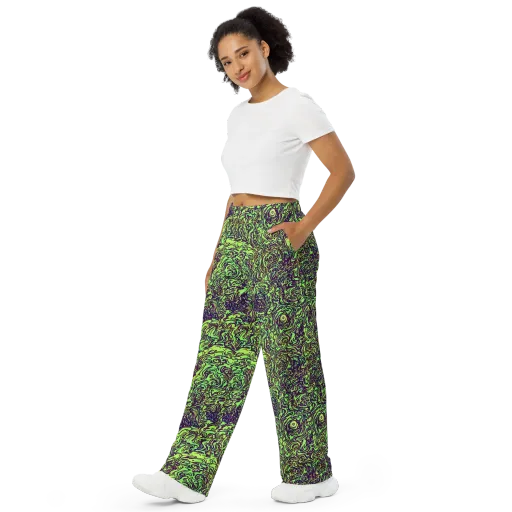 Chaos Garden on a Wide-Leg Pants