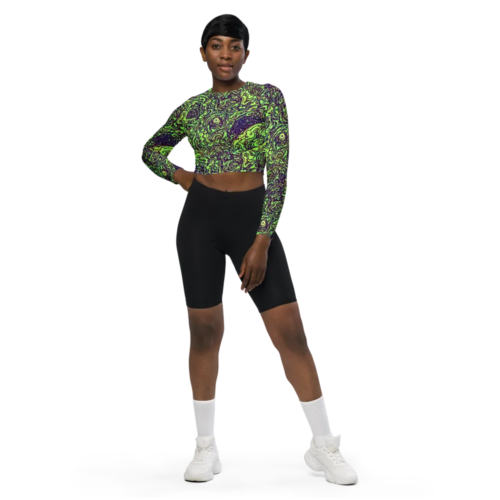 Chaos Garden on Long Sleeve Crop Top — Front