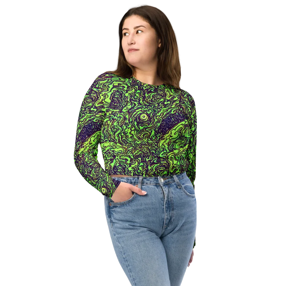 Chaos Garden on Long Sleeve Crop Top — Front