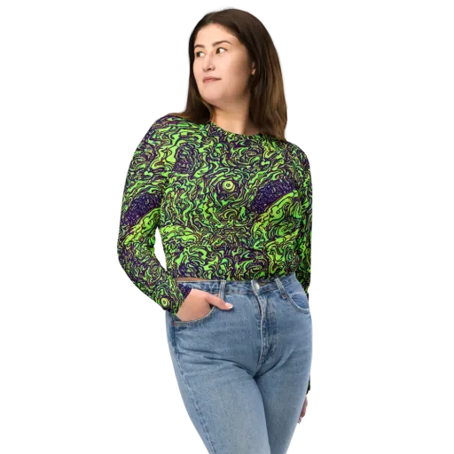 Chaos Garden on a Long Sleeve Crop Top