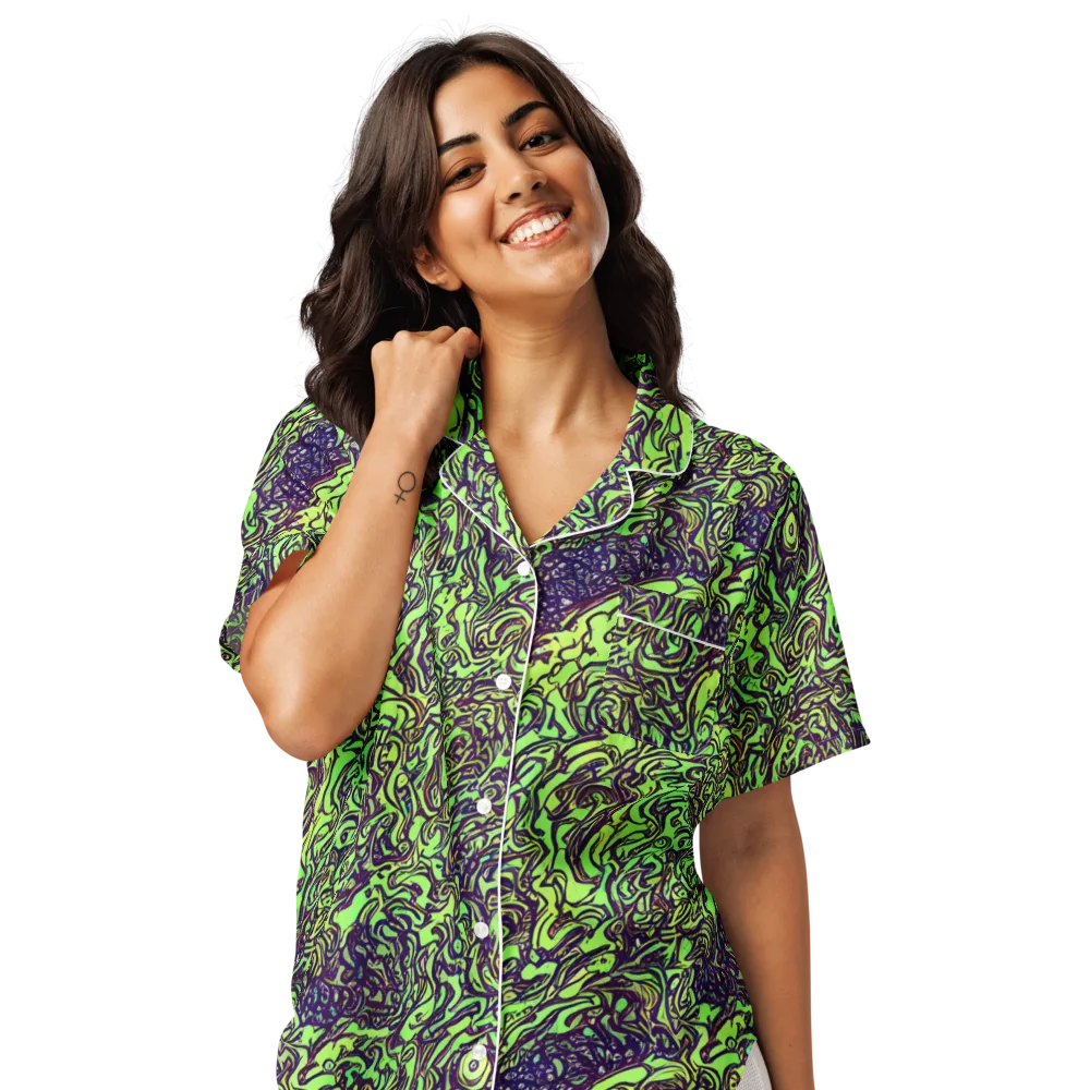 Chaos Garden on Women's Short Sleeve Pajama Top — Front