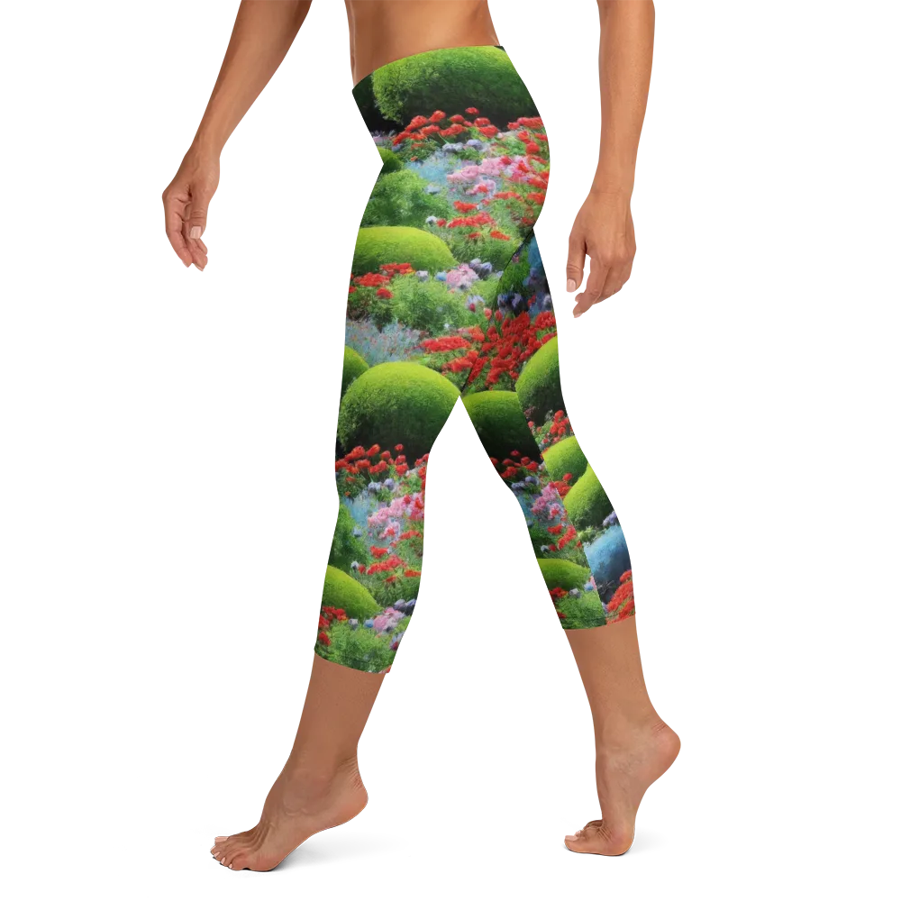 Crimson Moss on Capri Leggings — Left