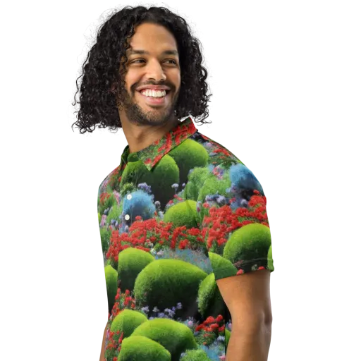Crimson Moss on a Men's Slim Fit Polo Shirt