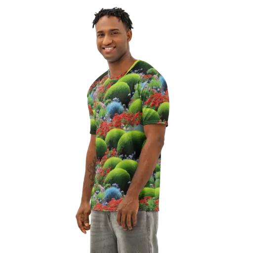 Crimson Moss on a Men's Cotton Crew Neck T-Shirt
