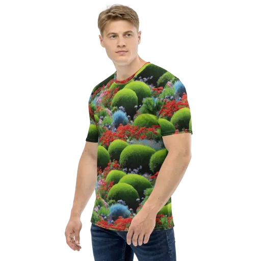 Crimson Moss on a Men's Crew Neck T-Shirt